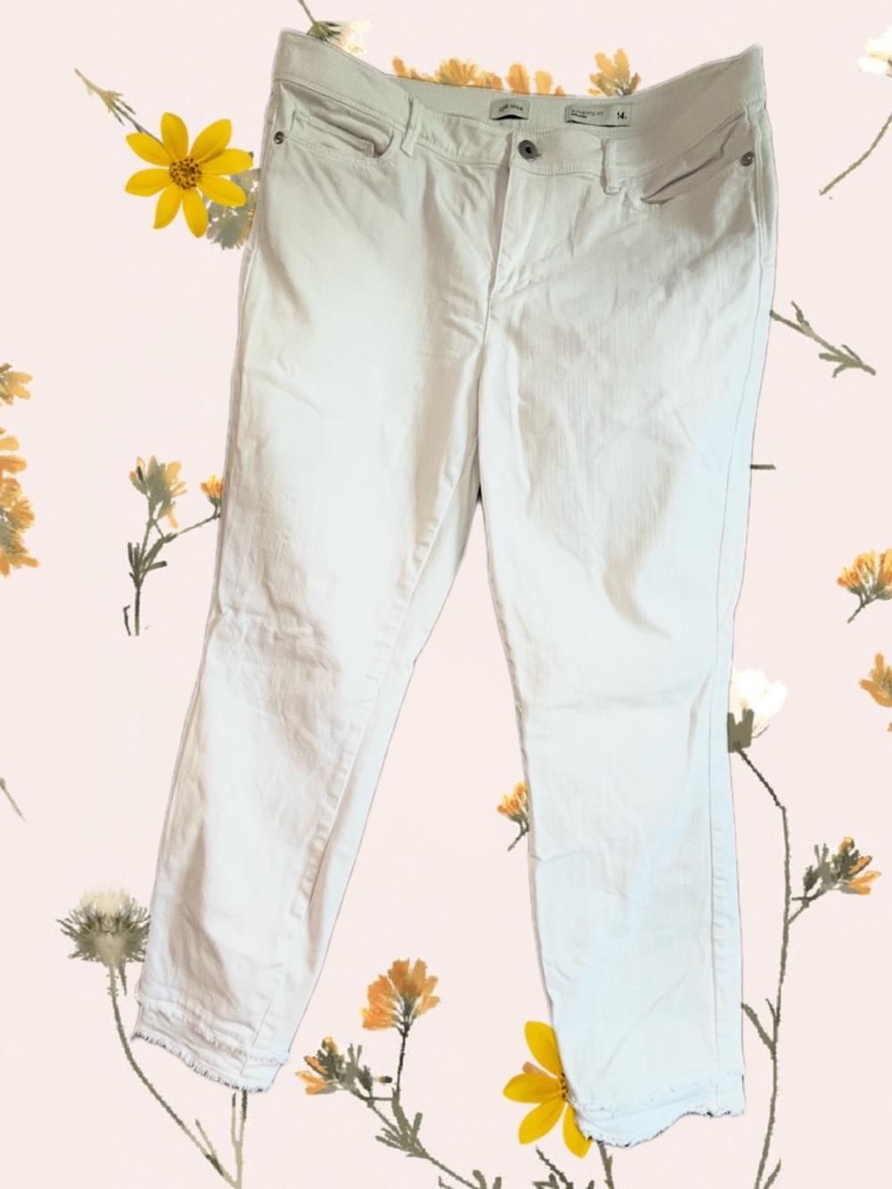 J. Jill White Authentic Fit Slim Ankle Jeans Raw Hem